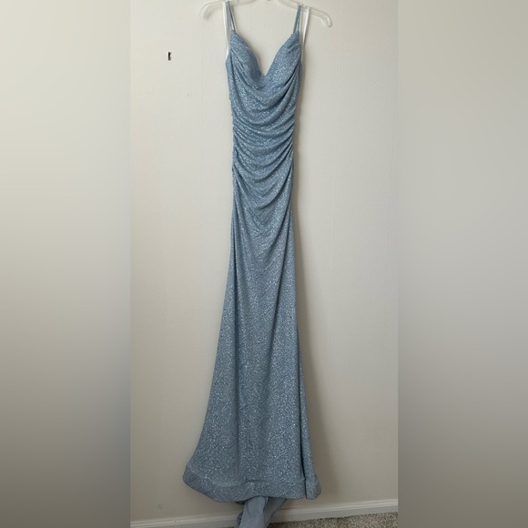 Windsor Blue Sparkle Prom Dress - Picture 2 of 6